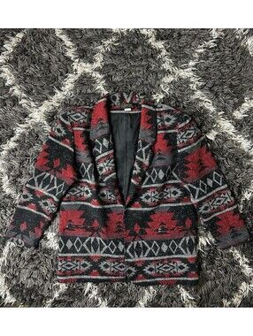Vintage 90s David Paul New York Southwestern Aztec Pattern Blazer Jacket Large